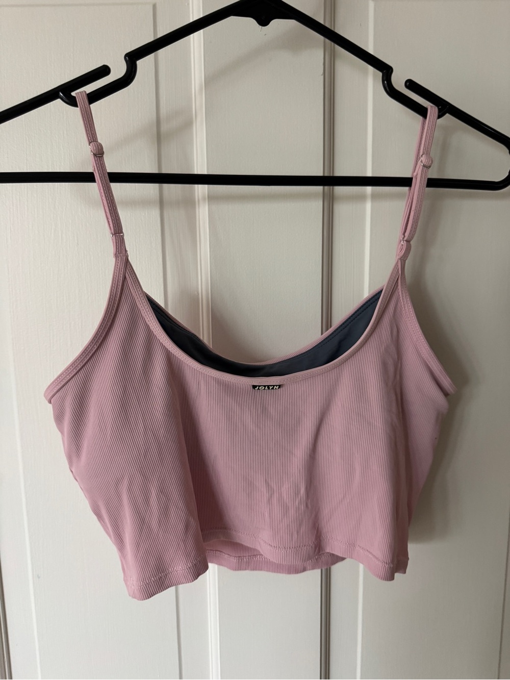 Jolyn Clothing Pink Ribbed Swim Sports Bra Top